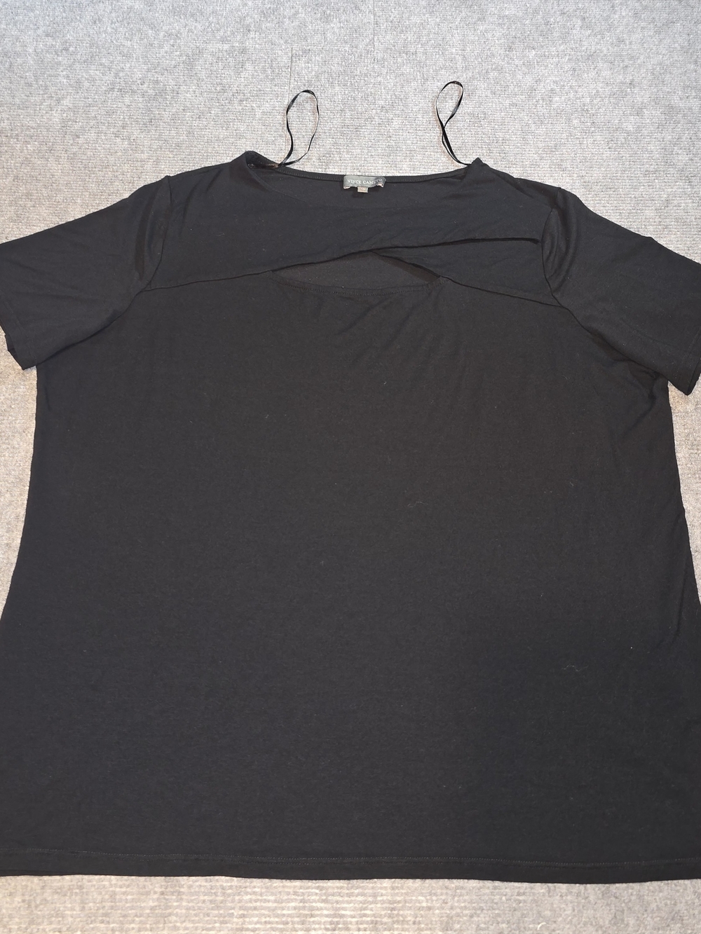 Vince Camuto Black Cutout Mesh Short Sleeve Top Plus Size 1X Stretch